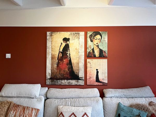 Klantfoto: Celliste | Silence Strings van Abstract Schilderij, op canvas