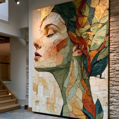 Flora’s Droom – Kleurrijk Impasto Portret
