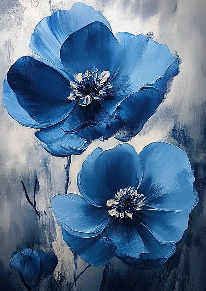 Blue Flowers | Midnight Blossom by Wonderful Art