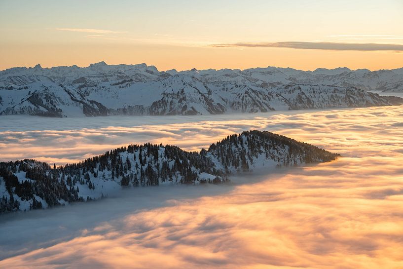 Sunset on the Hochgrat in winter near Obheiter by Leo Schindzielorz