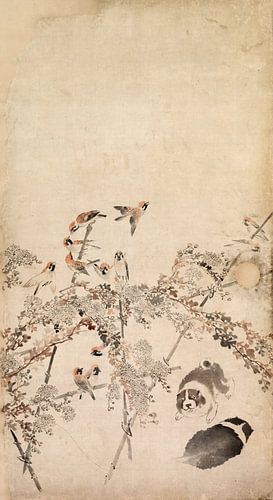 Nagasawa Rosetsu. Puppies, mussen en chrysanten