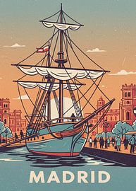 Madrid Spain Traditional Port Watercolor Painting