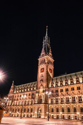 Hamburger Rathaus bei Nacht