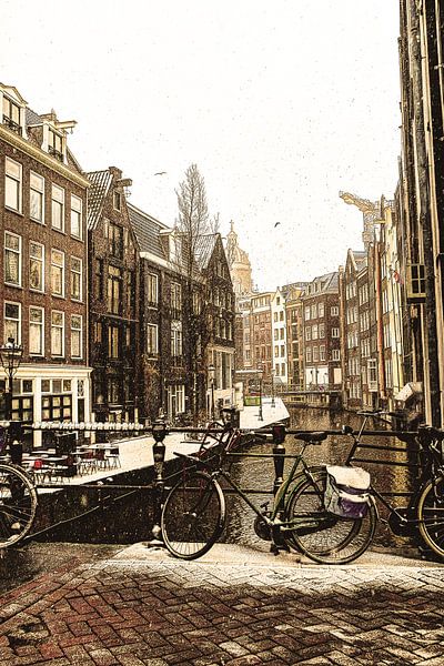 Binnenstad van Amsterdam Nederland Winter van Hendrik-Jan Kornelis