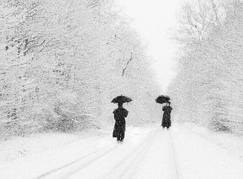 Paraplu in de sneeuw