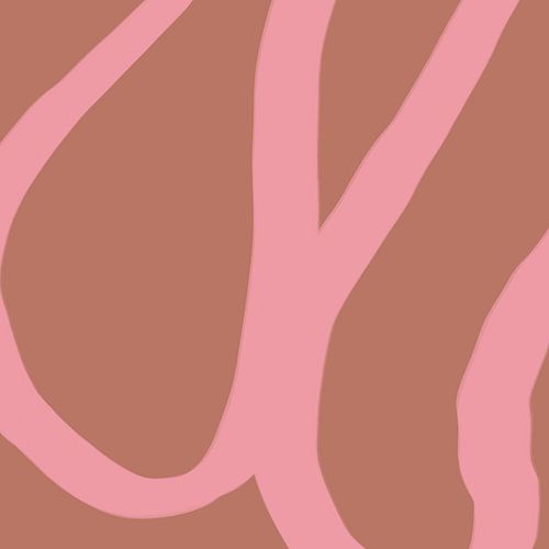 Abstracte minimalistische lijntekening in heldere pastelkleuren. Neonroze op rood.