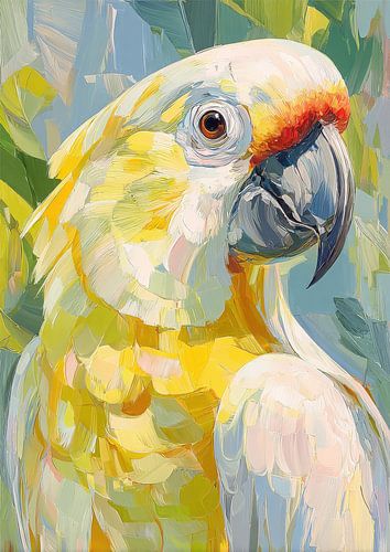 Luminous cockatoo in oil