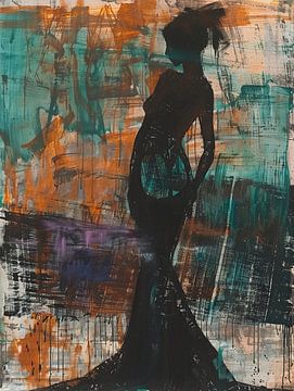 Vrouw Silhouet | Vrouw met Silhouet en Kleuren van Kunst Kriebels