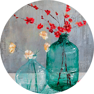 Rode en witte bloemen 'Pure Imagination' van Claudia Rosa Art