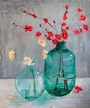 Rote und weiße Blumen 'Pure Phantasie' von Claudia Rosa Art