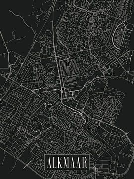 Stadskaart Alkmaar - Stad - Donkere variant - Plattegrond van Locus Studio