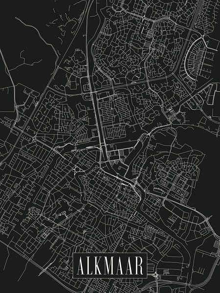 Stadtplan Alkmaar - Stadt - Dunkle Variante - Karte von Locus Studio