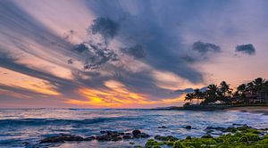 Sonnenuntergang am Brennecke's Beach, Kauai, Hawaii