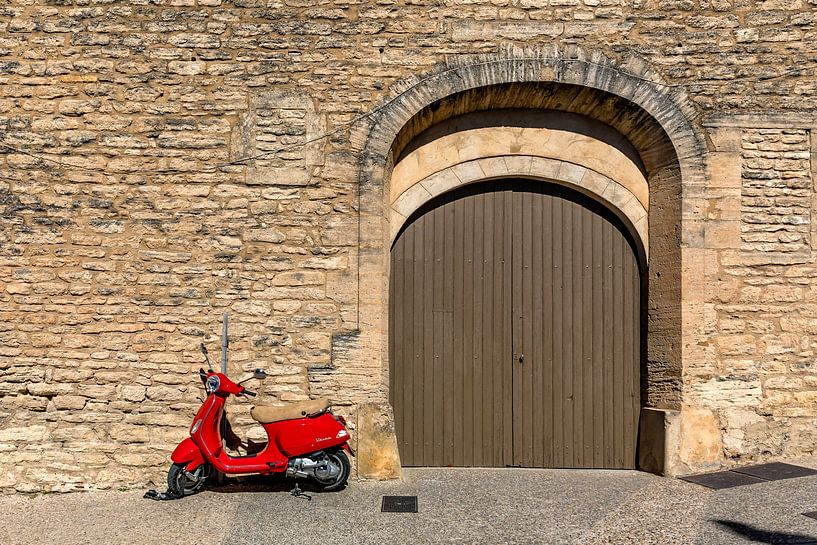 Red Vespa in a painting by Jacques Jullens