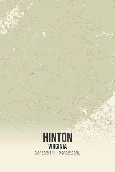Carte ancienne de Hinton (Virginie), USA. par Affiches de lieux