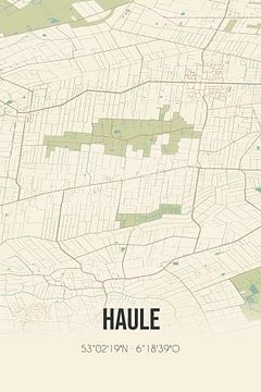 Vintage map of Haule (Fryslan) by Rezona