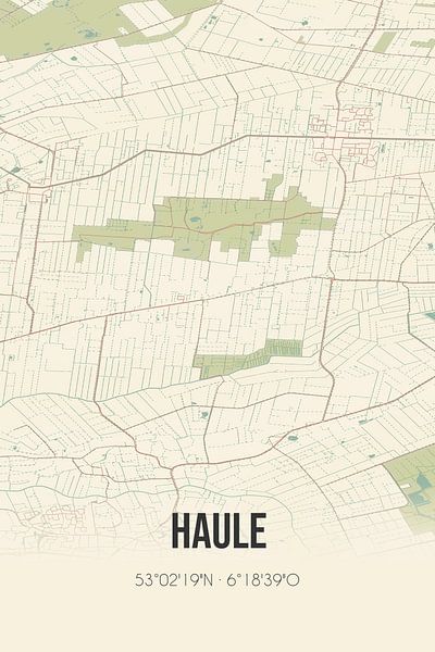 Vintage map of Haule (Fryslan) by Prints of Place