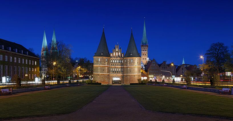 Lübeck Holstentor Panorama van Frank Herrmann