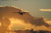 Landing during sunset