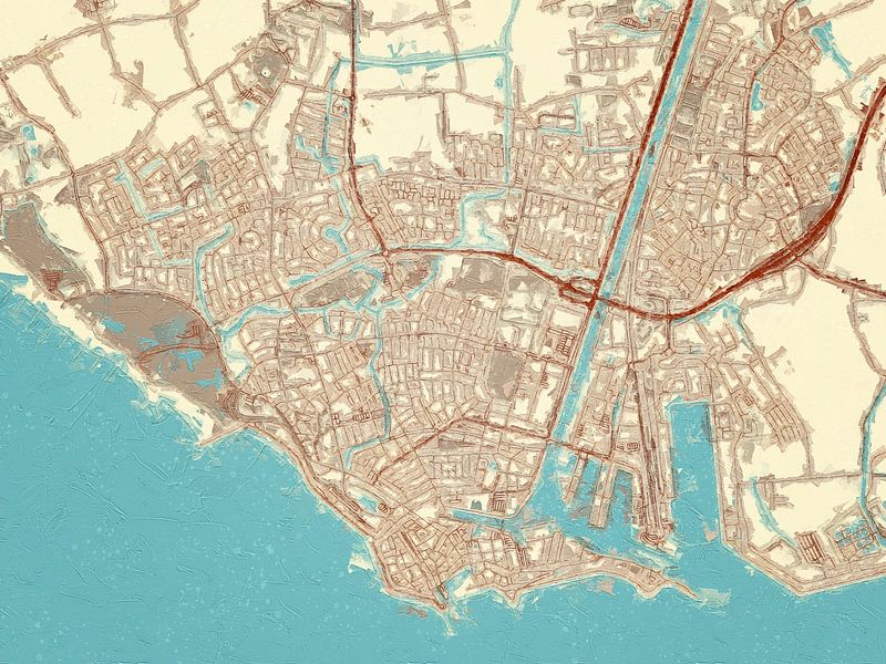 Map of Vlissingen in the style Blue &amp; Cream by De Kaartenwinkel