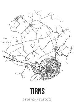 Tirns (Fryslan) | Landkaart | Zwart-wit van Rezona