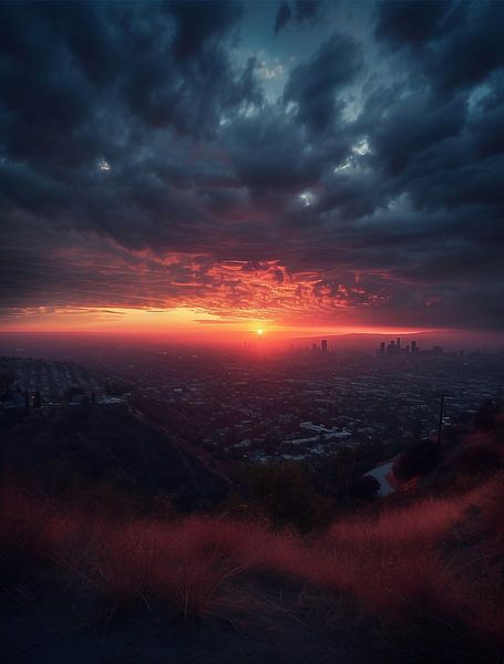 Sonnenaufgang über der Stadt von fernlichtsicht