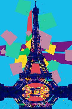 La Tour Eiffel de Paris en style pop art sur John van den Heuvel