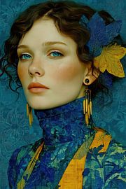 Porträt in Gelb und Blau von Egon Zitter