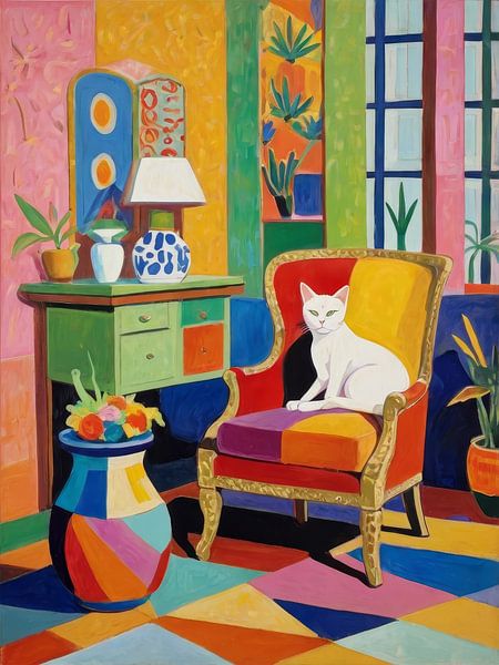 Katze in einem Stuhl Stil Henri Matisse von TOAN TRAN