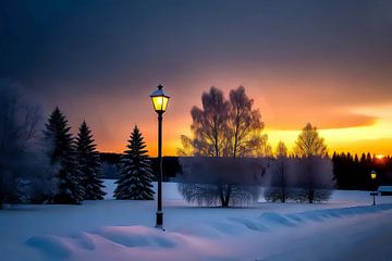 Stille gloed in de sneeuw