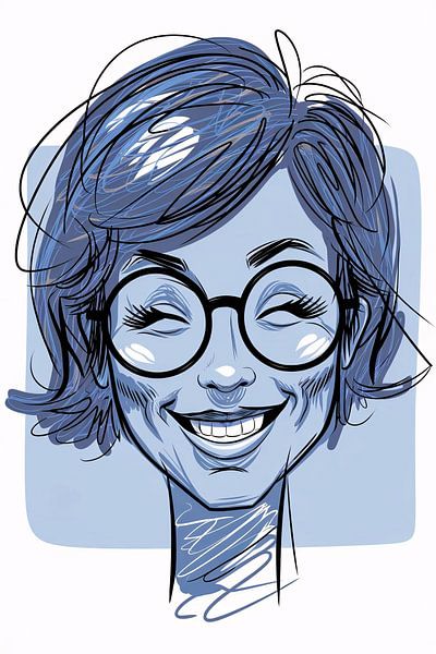 Cheerful illustration of smiling woman by Art & Soul Creations