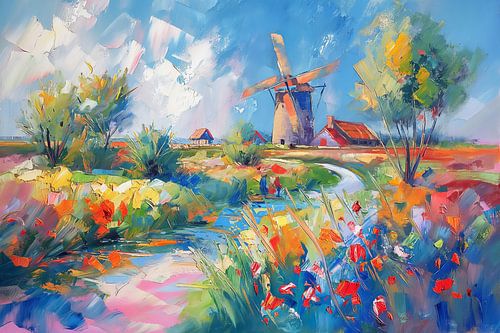 Tulpenvelden met windmolen