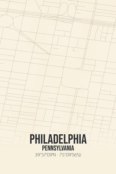 Carte ancienne de Philadelphie (Pennsylvanie), Etats-Unis. par Affiches de lieux