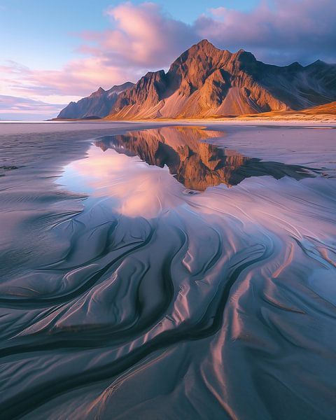 Goldenes Licht an Neuseelands Küste von fernlichtsicht