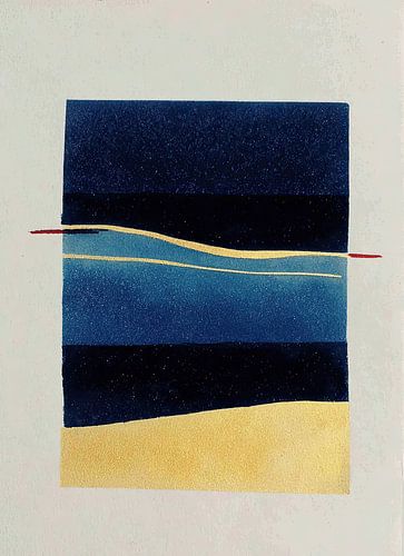 Abstract blue landscape with gold by Niklas Maximilian