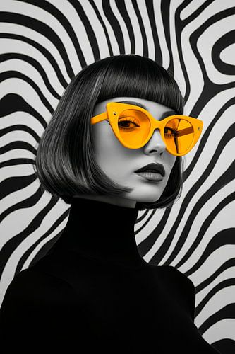 Futuristisch portret met gele glazen