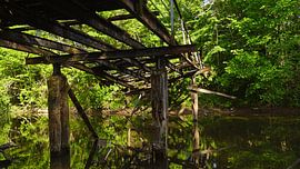 Old footbridge at a mill at the river Saalein Halle Saale in Germany