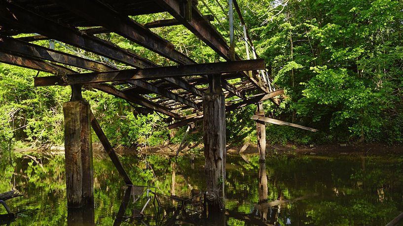 Old footbridge at a mill at the river Saalein Halle Saale in Germany by Babetts Bildergalerie
