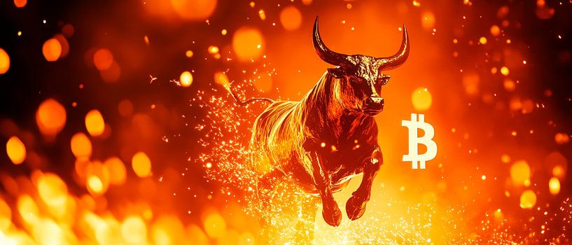 Bullenlauf mit Bitcoin – Energetisch von Poster Art Shop