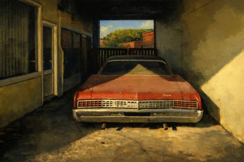 Een oldtimer in de schaduw