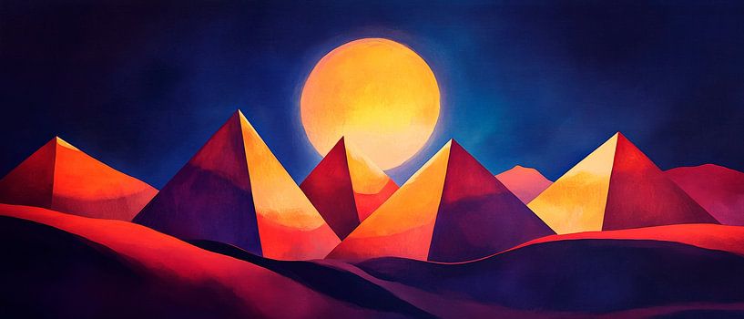 Paysage de pyramides au soleil par Poster Art Shop