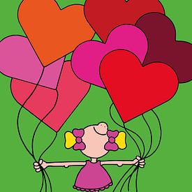 Meisje met ballonnen - kinderkamer van Annemarie Broeders