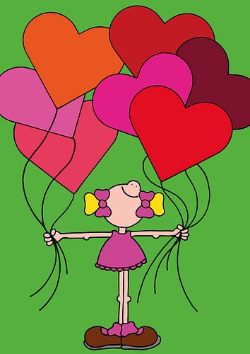 Girl with balloons - nursery art by Annemarie Broeders