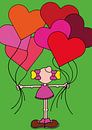 Meisje met ballonnen - kinderkamer van Annemarie Broeders thumbnail
