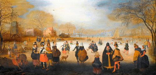 Winterlandschap met schaatsers, Adam van Breen
