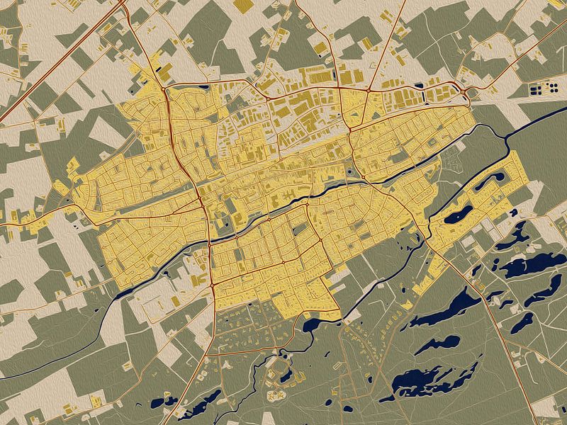 Map of Oisterwijk in the style of Gustav Klimt by Maporia