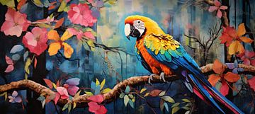 Schilderij Papegaai | Kleurrijke Papegaai van De Mooiste Kunst