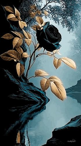 rose en rouge, noir ou or