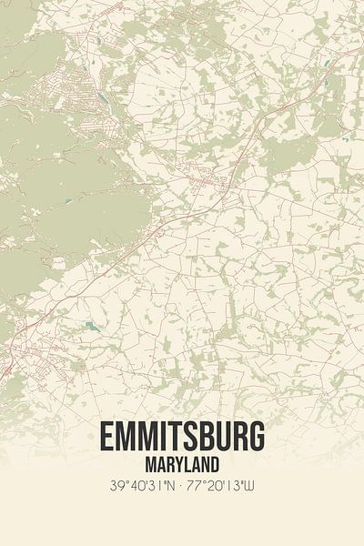 Vintage map of Emmitsburg (Maryland), USA. by Prints of Place