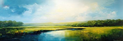 Landscape with Radiant Sun and Water by Art Whims
